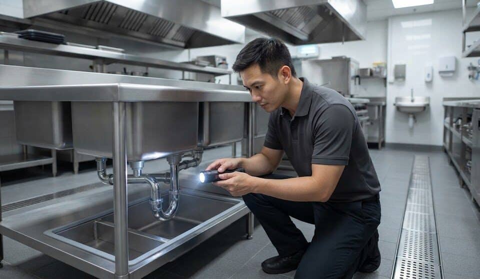 Professional kitchen inspection and vector control audit for Singapore F&B operators to pass SFA hygiene inspections.